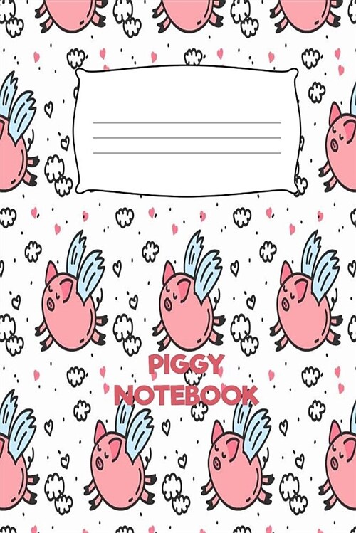 Piggy Notebook: Cute Pig Journal 6 x 9 100 Pages Dot Grid Line Paper (Paperback)
