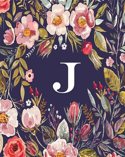 J: Monogram Initial J Notebook, Blank Wide-Ruled Lined Composition Journal for Women, Girls and School for Note-Taking, D (Paperback)