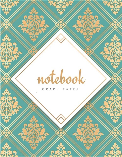 Graph Paper Notebook: 1/4 Inch Squares Thai Gold Cyan Soft Cover Large (8.5 X 11 Inches) Letter Size 120 Square Grid Pages Blank Quad Ruled (Paperback)