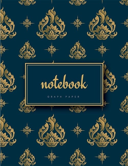 Graph Paper Notebook: 1/4 Inch Squares Thai Gold Navy Soft Cover Large (8.5 X 11 Inches) Letter Size 120 Square Grid Pages Blank Quad Ruled (Paperback)