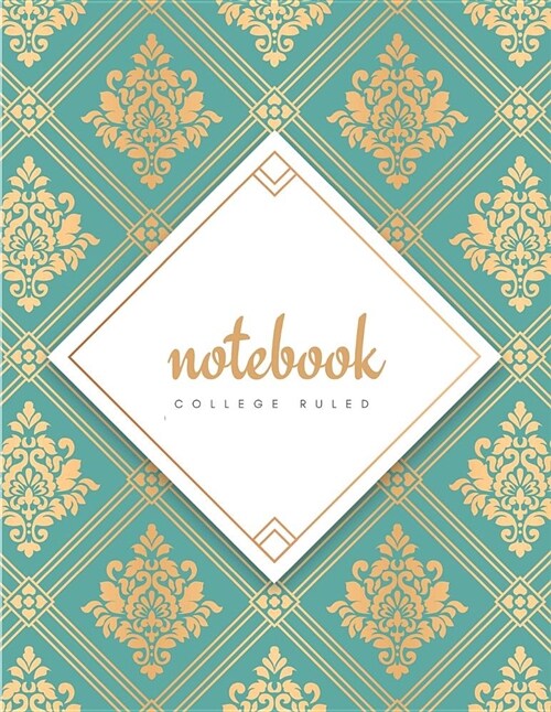 College Ruled Notebook: Thai Gold Cyan Soft Cover Large (8.5 X 11 Inches) Letter Size 120 Pages Lined with Margins (Narrow) Notes (Paperback)