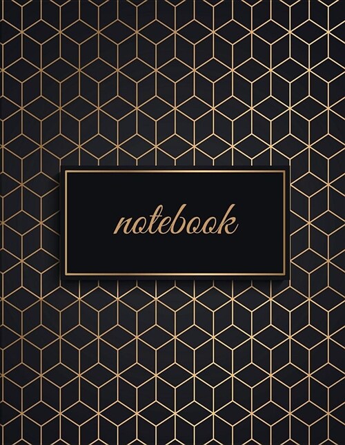 Notebook: Unlined Plain Glam Notes Large (8.5 X 11 Inches) Letter Size 120 Pages Gold & Black Geometric Luxury Soft Cover (Paperback)