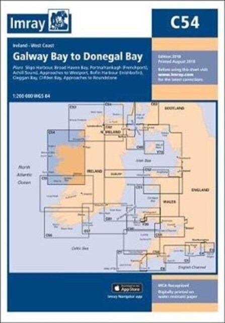 Imray Chart C54 : Galway Bay to Donegal Bay (Paperback, New ed)