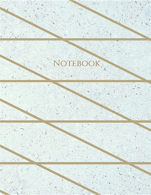 Notebook: Large Lined Notebook Blue and Gold Modern (Paperback)