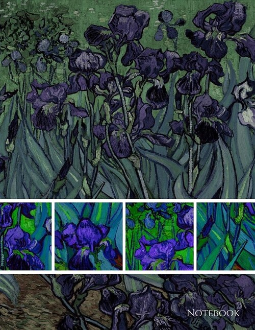 Notebook: Large Lined Notebook Van Gogh Irises Modern Blue Adaptation (Paperback)
