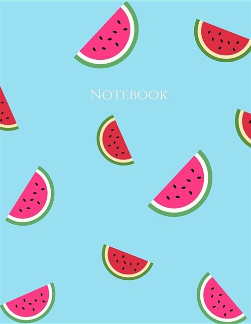 Notebook: Large Lined Notebook Watermelons Blue (Paperback)