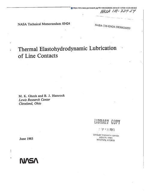 Thermal Elastohydrodynamic Lubrication of Line Contacts (Paperback)