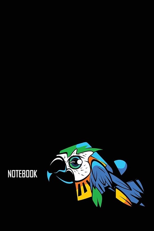 Notebook: The Rocky Parrot on Black Cover and Sketch Blank Pages, Extra Large (8.5 X 11) Inches, 120 Pages, White Paper, Sketch, (Paperback)