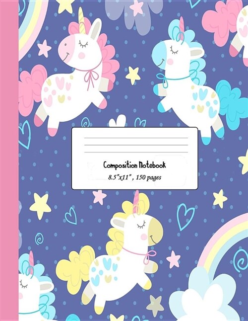 Composition Notebook: Cute Unicorn Patterned College Ruled Lined Pages Book 150 Sheets (Paperback)