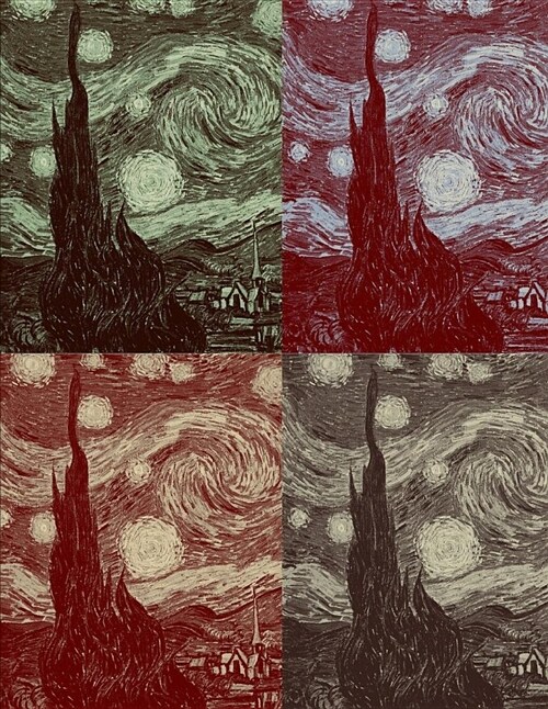 Notebook: Large Blank Sketchbook (Drawings, Illustrations) Van Gogh Starry Night Matte Modern (Paperback)
