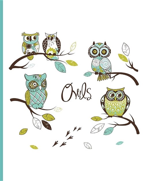 Cute Owl Journal: 8x10 75 Sheets 150 Pages Journal Lined Paper, Owl Cartoon Cover Art Makes Great Gift for Owl Lovers, Writing Journal, (Paperback)