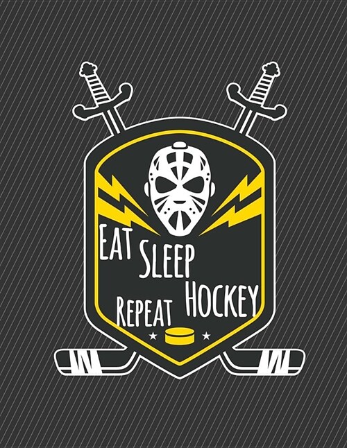 Eat Sleep Hockey Repeat Notebook - Sketchbook: 130 Pages 8.5 X 11 Blank Unlined Sketch Drawing Art Book Paper School Student Teacher Office (Paperback)