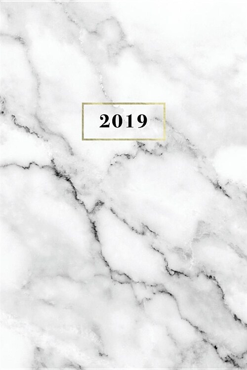 2019: Weekly Monthly Planner Organizer - 6x9 - Marble + Gold (Paperback)