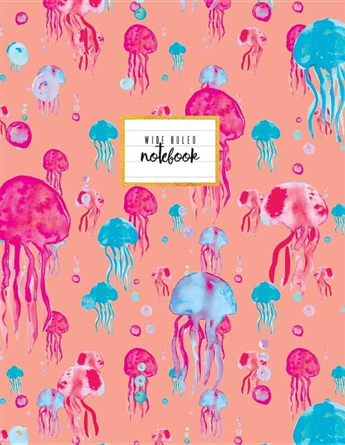 Wide Ruled Notebook: Coral Pink and Blue Nautical Journal to Write In, Soft Cover, 8.5 X 11, Large, Letter Size, Basic, 110 Pages. (Paperback)