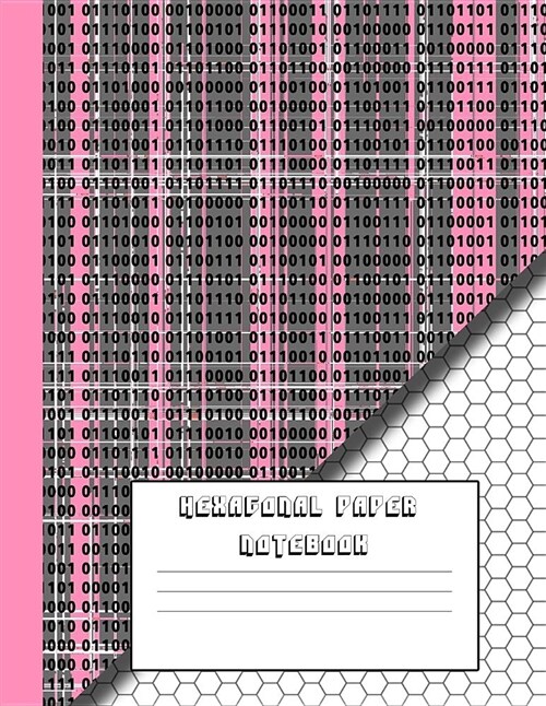 Hexagonal Paper Notebook: Pink Computer Glitch and Binary Code, Large 8.5 X 11 Notebook for Gamers, Hex Art, Hex Map, Hex Grid Battle Maps, Str (Paperback)