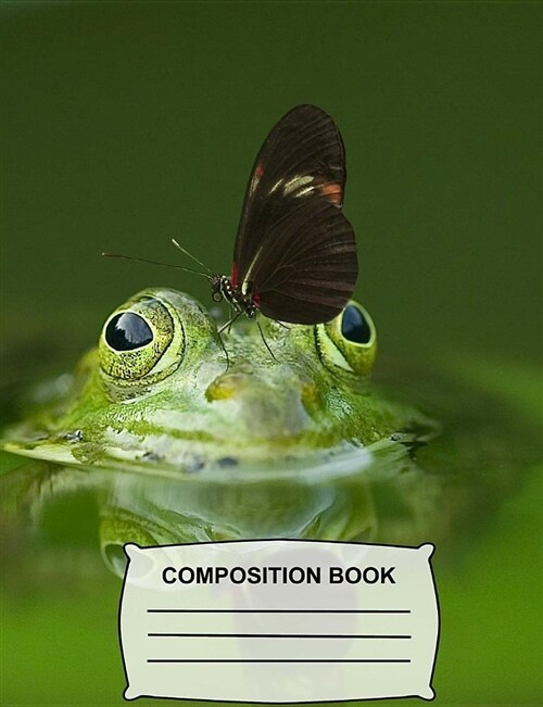 Composition Book: Butterfly Kisses for a Cute Green Frog - Sketchbook for Kids, Drawing Notebook for School, Art Pad - Unruled Blank Ske (Paperback)