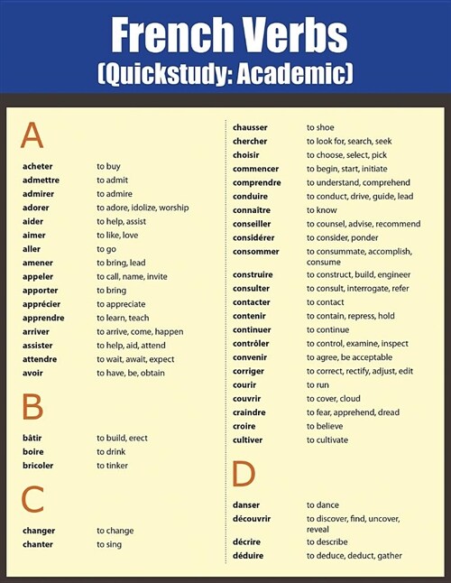 French Verbs: Quick Study Academic (Paperback)