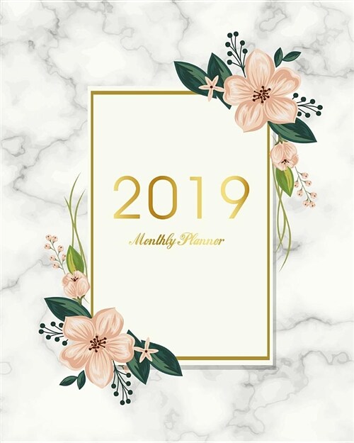2019 Monthly Planner: Luxurious Marble Cover January to December 2019 One Yearly Agenda 12 Months Calendar Academic Schedule Organizer Journ (Paperback)