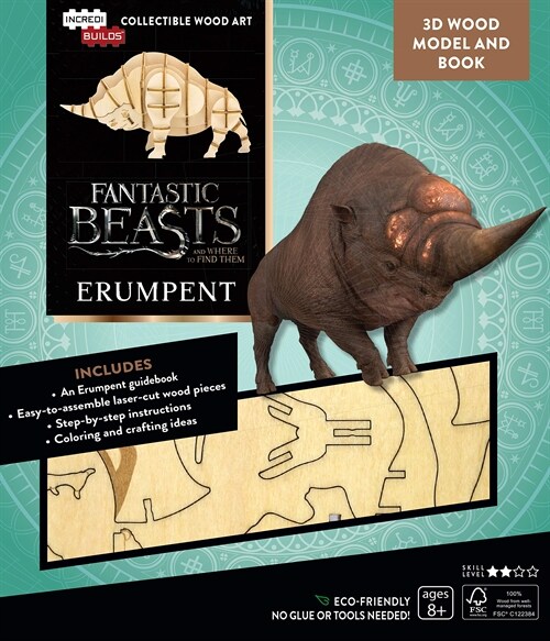IncrediBuilds: Fantastic Beasts and Where to Find Them : Erumpent Book and 3D Wood Model (Kit)
