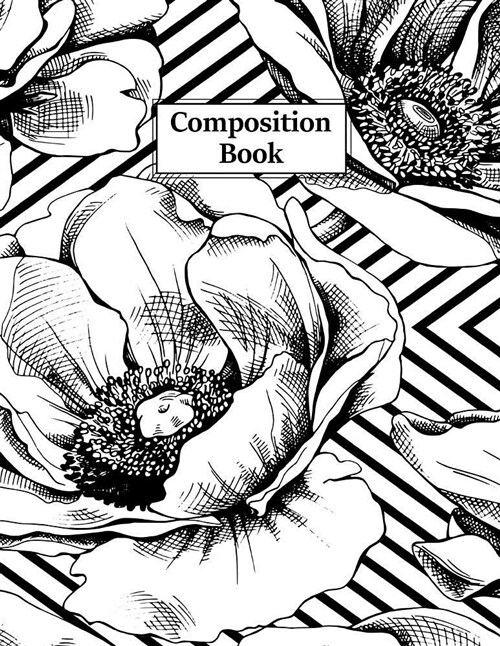 Composition Book: Black White Anemones Squared Graph Paper 5 X 5 (.20 (Paperback)