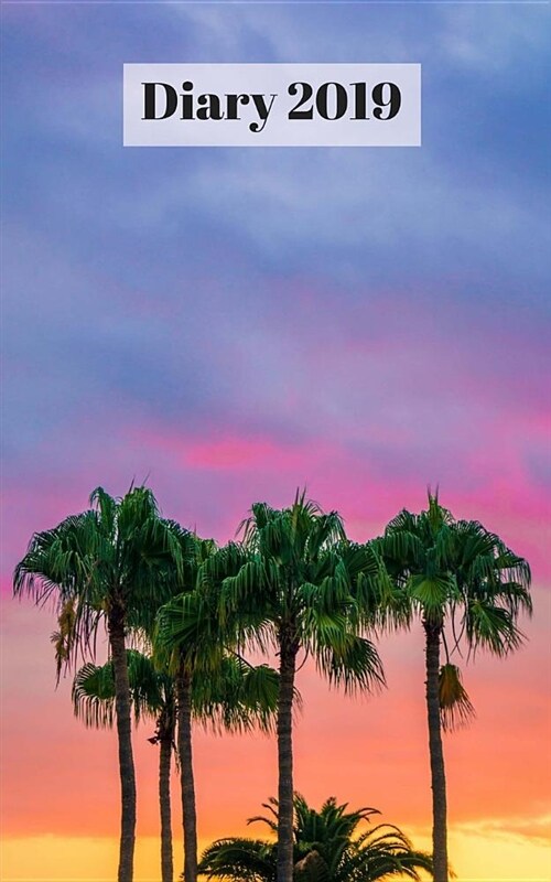 Diary 2019: Palm Trees at Sunset, 5 X 8 Sized Diary Book, 371 Paged and Has Daily Pages with Times and Notes Sections (Paperback)