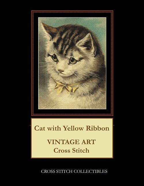 Cat with Yellow Ribbon: Vintage Art Cross Stitch Pattern (Paperback)