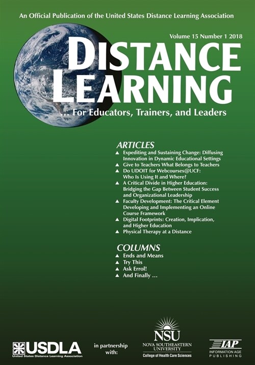 Distance Learning - Volume 15 Issue 1, 2018 (Paperback)