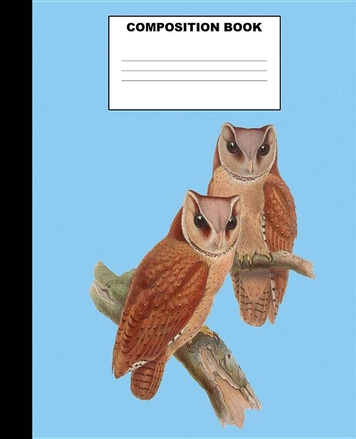 Owl Composition Book: Owl Composition Notebook. 132 Pages Wide Ruled 7.5x9.25. Owl Notebook (Paperback)