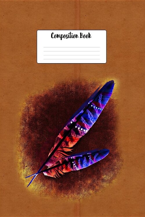 Composition Book: Native American Indian Stripe Feathers Hair Ties 6 X 9 Wide Ruled Paper Notebook, Appreciation Gift, Quote Journal or (Paperback)