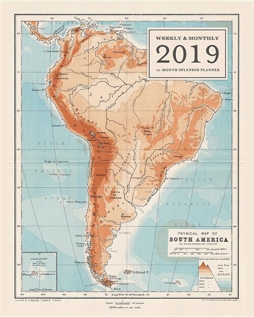 Weekly & Monthly 2019 12-Month Splendid Planner: Antique Vintage South America Map Agenda Book (Paperback)