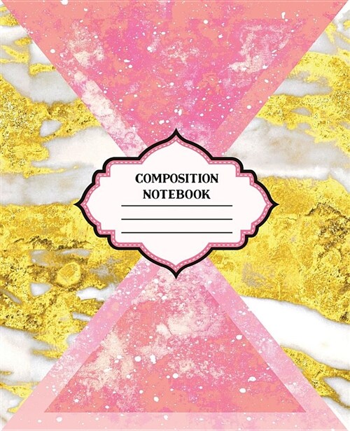 Composition Notebook: Rose Gold Marble Space Blank Wide Lined Design Cover (Paperback)