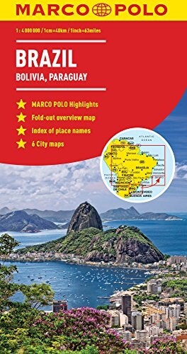 Brazil, Bolivia, Paraguay, Uruguay Marco Polo Map (Folded)