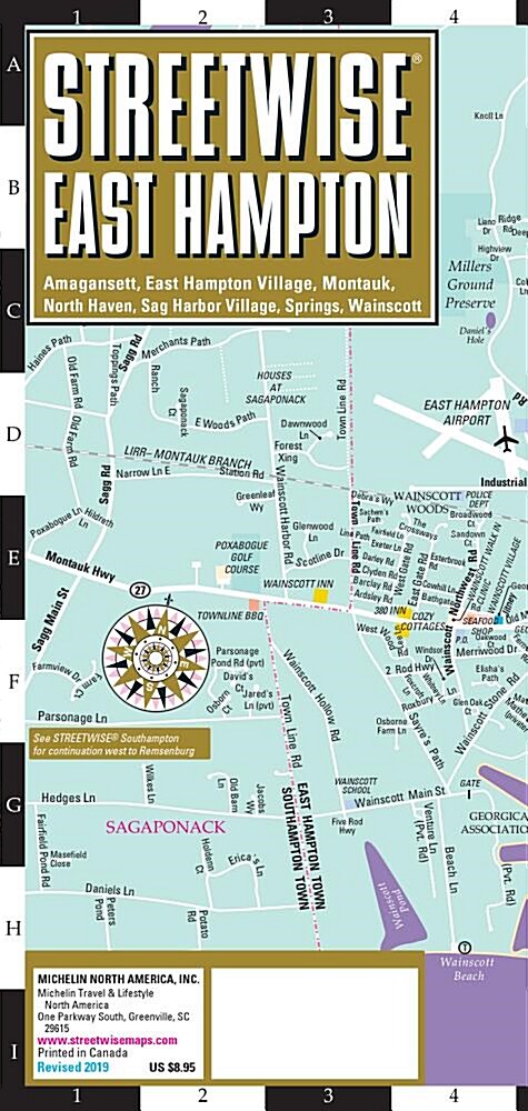 Streetwise East Hampton Map: Laminated City Map of East Hampton, New York, Amagansett, East Hampton Village, Montauk, North Haven, Sag Harbor Villa (Folded)