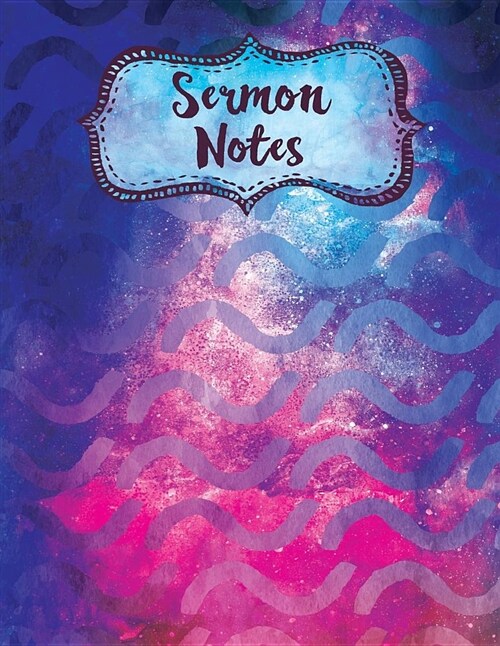 Sermon Notes: Watercolor Blue Pink Shapes Journal for Kids & Adults (Paperback)