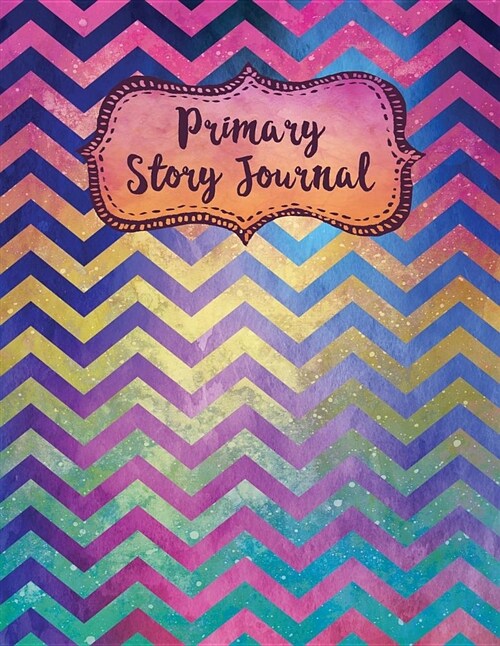 Primary Story Journal: Watercolor Colorful Chevron Blank Creative Story Book (Paperback)