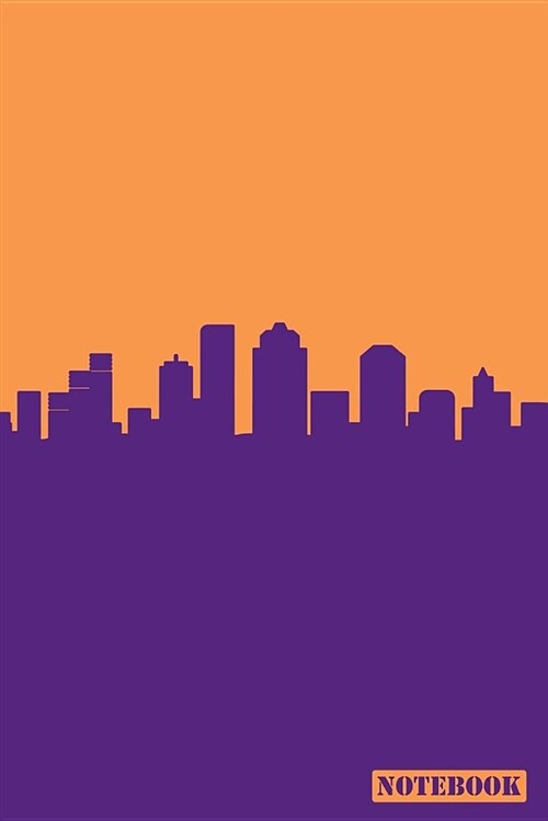 Notebook: Houston Texas Cityscape Diary Journal (Purple & Orange) (Paperback)