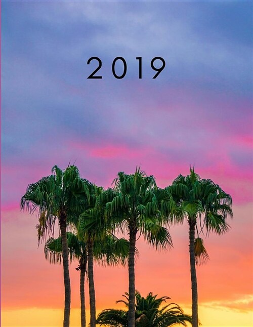 2019: Week to View Diary (Agenda Planner with Goal Planning and Notes Pages) Palm Trees at Sunrise Design for Cool Girls and (Paperback)