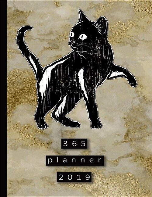 365 Planner 2019: Marble Print with Cat Style Planner 2019 Professional Diary (Paperback)