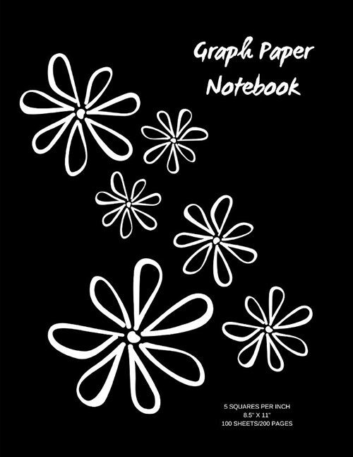 Graph Paper Notebook: Floral Graph/Grid Paper Notebook; 100 Sheets/200 Pages; 5 Squares Per Inch (Paperback)