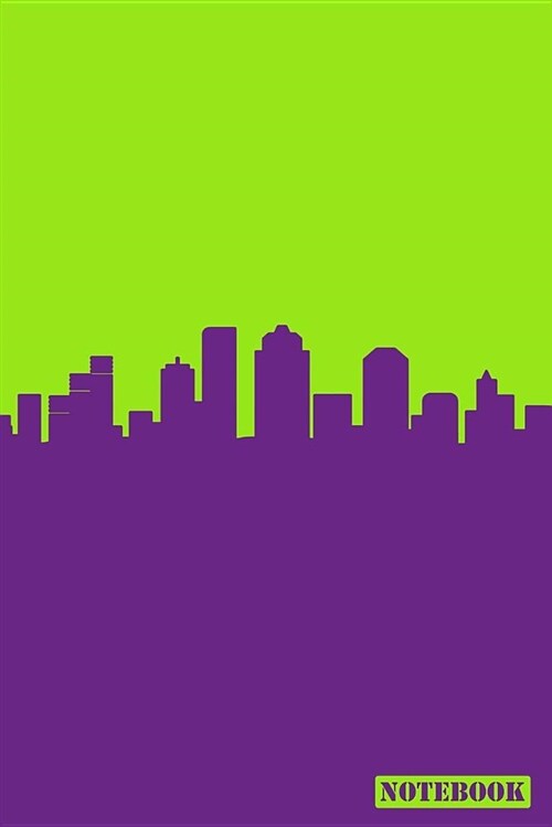 Notebook: Houston Texas Cityscape Diary Journal (Purple & Lime) (Paperback)