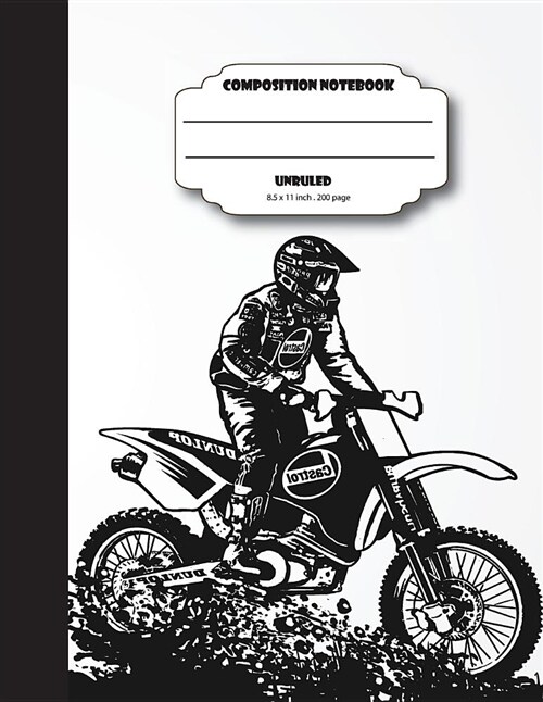 Composition Notebook Unruled: Motor Bike Racing Sketchbook for Writing Notes and Journal (Paperback)