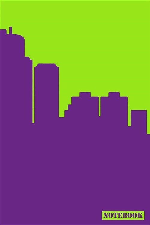 Notebook: Detroit Motor City Michigan Illinois Cityscape Diary Journal (Purple & Lime) (Paperback)