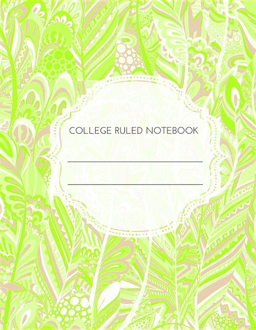 College Ruled Notebook: Green Paisley 120 Pages 8.5 X 11 (Paperback)