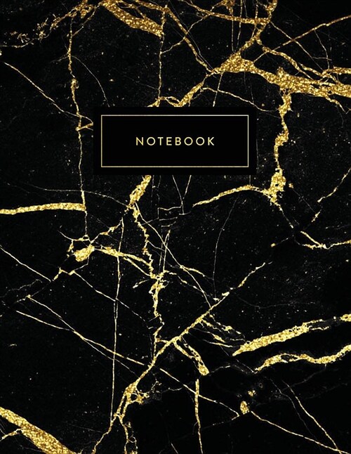 Notebook: Black and Gold Marble with Embossed Style Gold Lettering 150 - College-Ruled Lined Pages - 7mm 8.5 X 11 - A4 Size (Paperback)