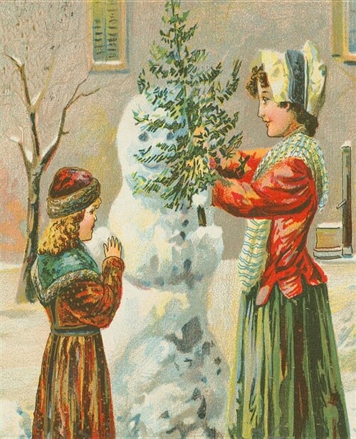 Vintage Victorian Children Build Snowman School Comp Book 130 Pages: (notebook, Diary, Blank Book) (Paperback)