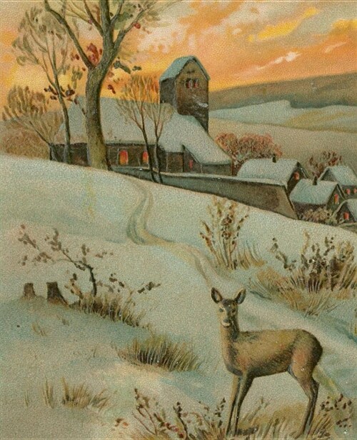 Vintage Deer Hill Snowy Country Village Background School Comp Book 130 Pages: (notebook, Diary, Blank Book) (Paperback)