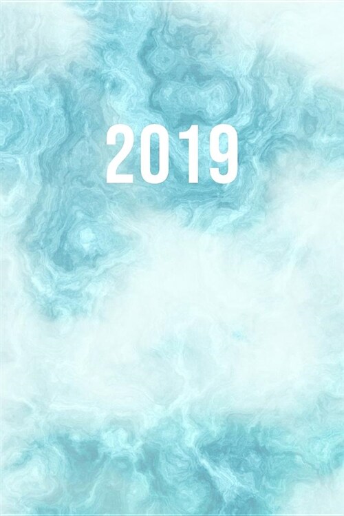 2019: Jan - Dez Wochenplaner - 365 Tage Terminkalender Mit Uhrzeit - 1 Tag Auf 1 Seite, Ca. A5 - Marmor Blau (Paperback)