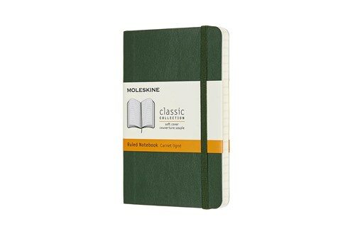 Moleskine Notebook, Pocket, Ruled, Myrtle Green, Soft Cover (3.5 X 5.5)