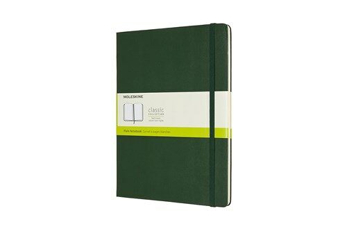 Moleskine Notebook, Extra Large, Plain, Myrtle Green, Hard Cover (7.5 X 9.75) (Hardcover)