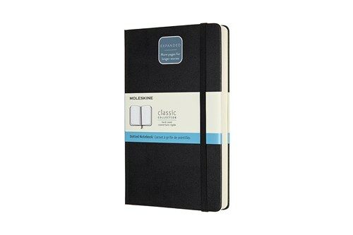 Moleskine Notebook, Expanded Large, Dotted, Black Hard Cover (5 X 8.25) (Hardcover)
